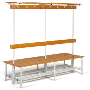 3405 30d Banco vestuario doble con estante y perchas